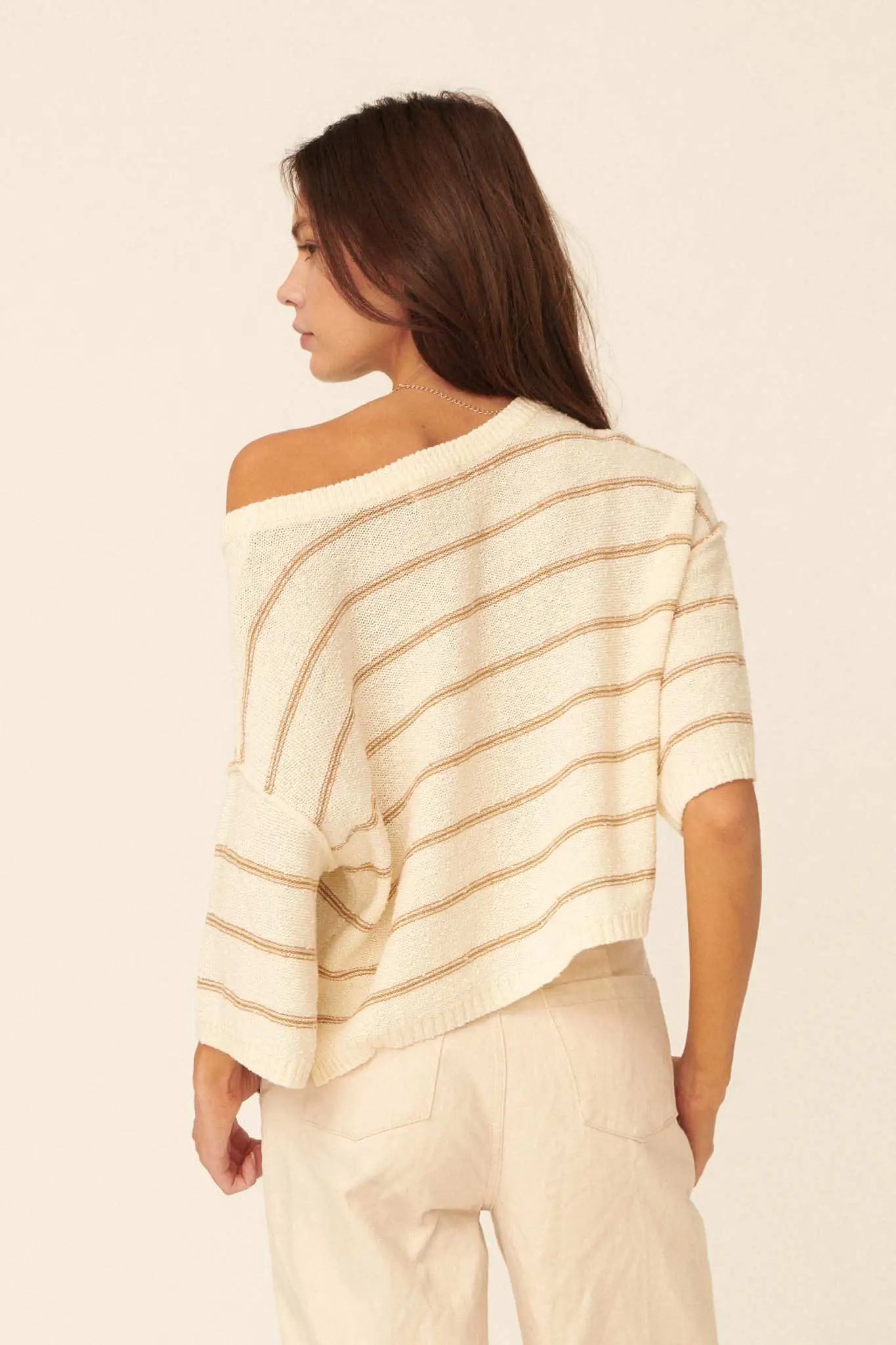 THE FRANKIE STRIPED LIGHTWEIGHT SWEATER TOP