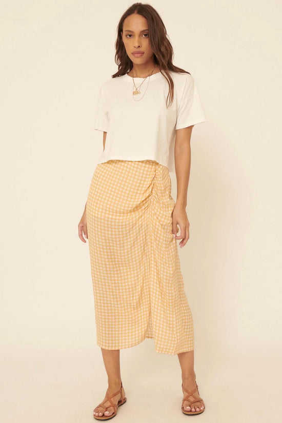 PROMESA | GINGHAM PLAID MIDI SKIRT