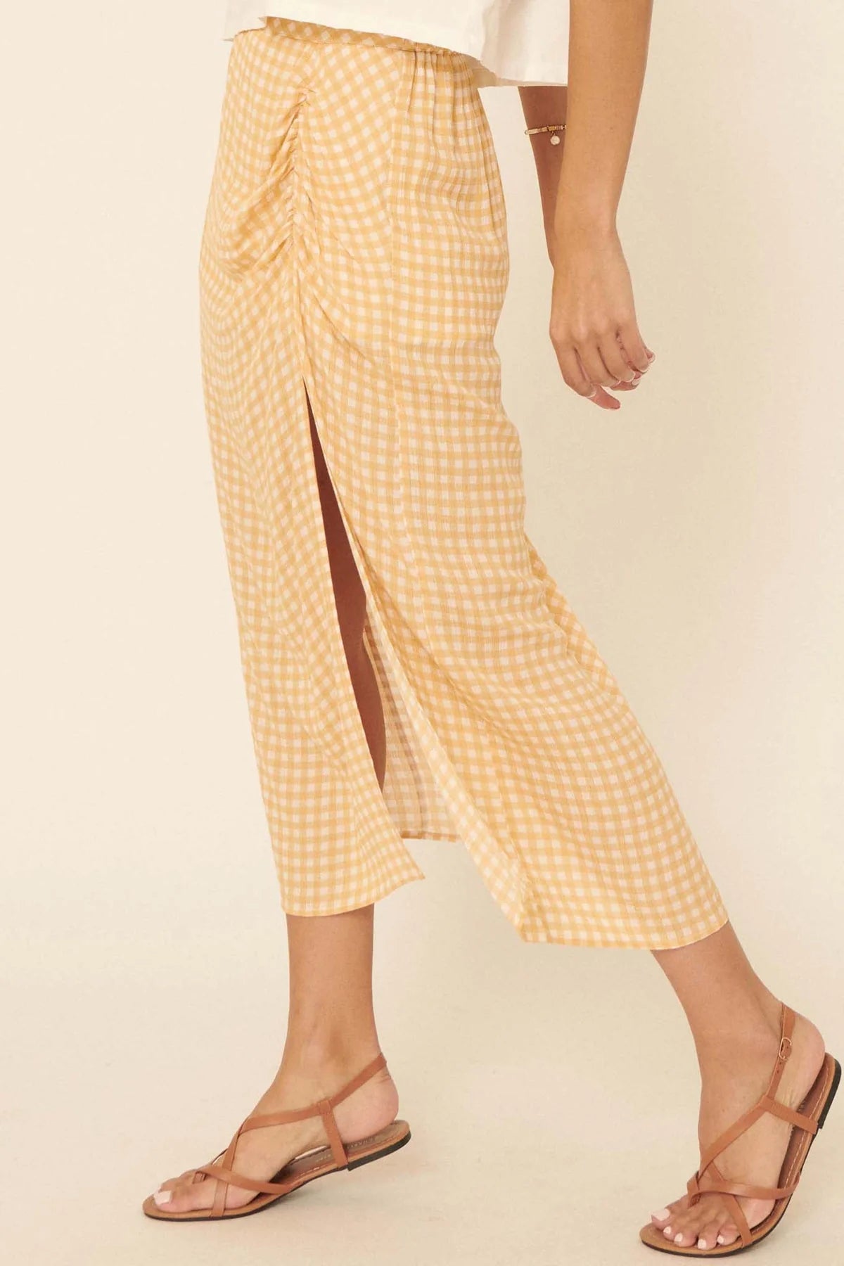 PROMESA | GINGHAM PLAID MIDI SKIRT