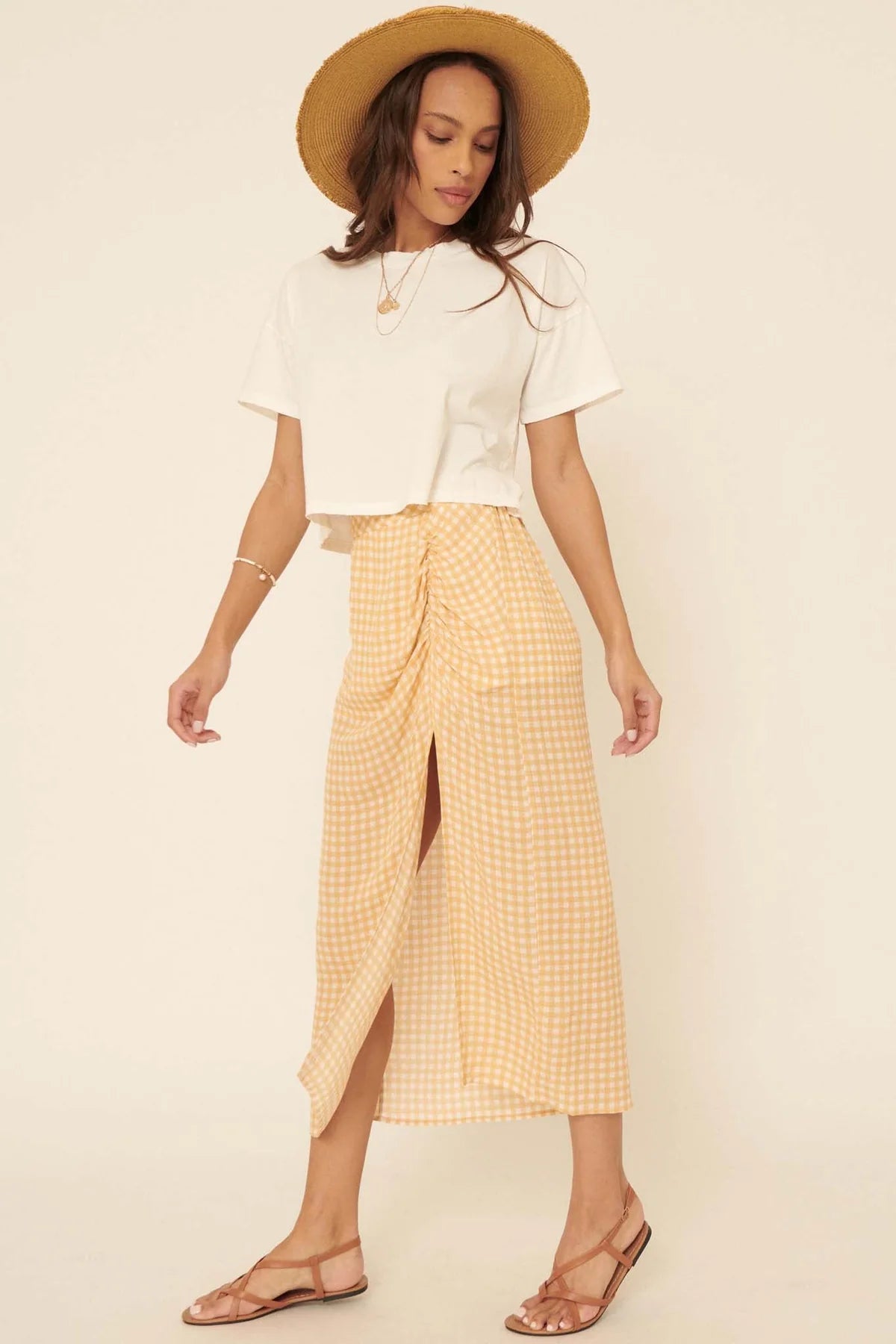 PROMESA | GINGHAM PLAID MIDI SKIRT