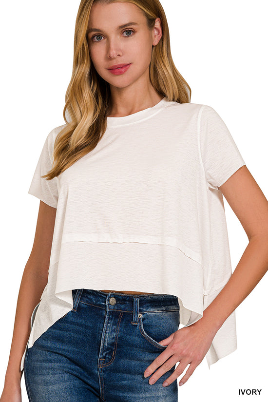 SHARK BITE SIDE SLIT SHORT SLEEVE TOP