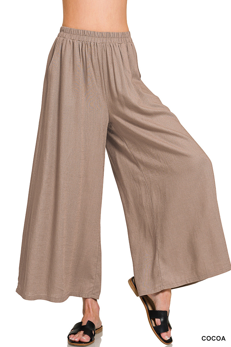 LINEN BLEND WIDE LEG PANTS | RESTOCKED