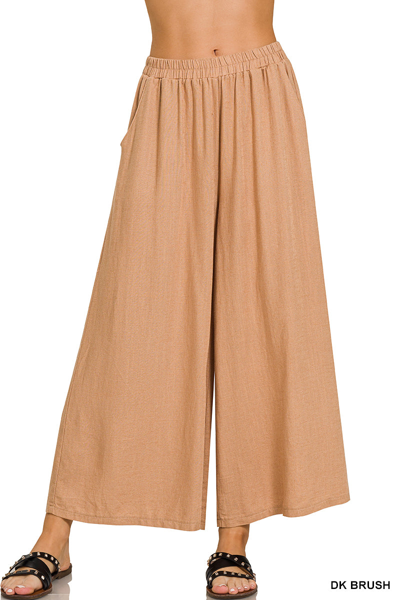 NEW COLOR | WOVEN PLEATED LINEN WIDE LEG PANTS | RESTOCKED