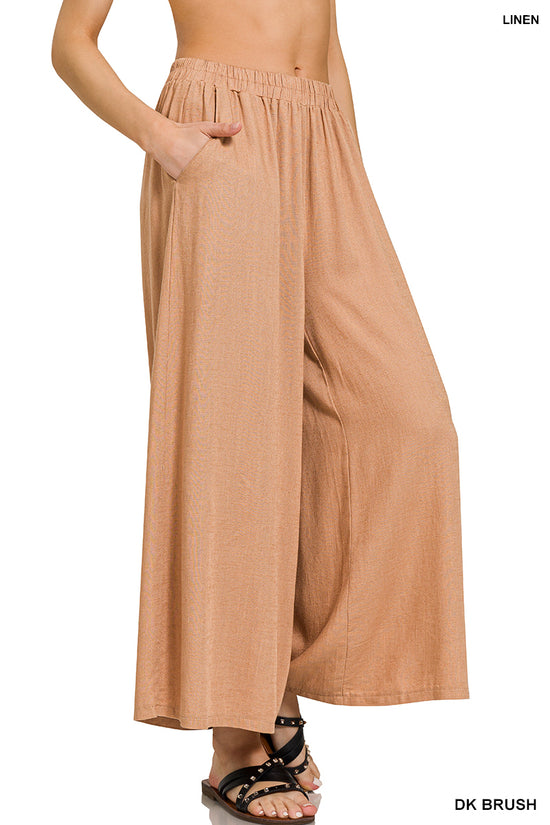 NEW COLOR | WOVEN PLEATED LINEN WIDE LEG PANTS | RESTOCKED