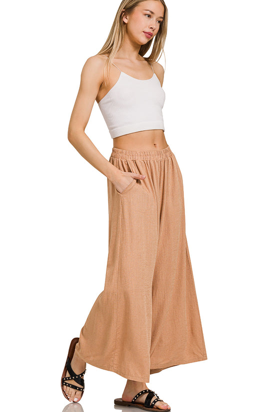 NEW COLOR | WOVEN PLEATED LINEN WIDE LEG PANTS | RESTOCKED