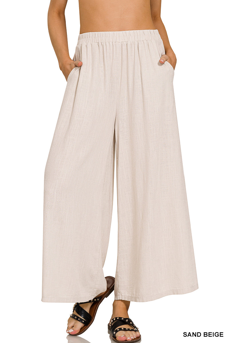 WOVEN PLEATED LINEN WIDE LEG PANTS |  RESTOCKED | BEST SELLER