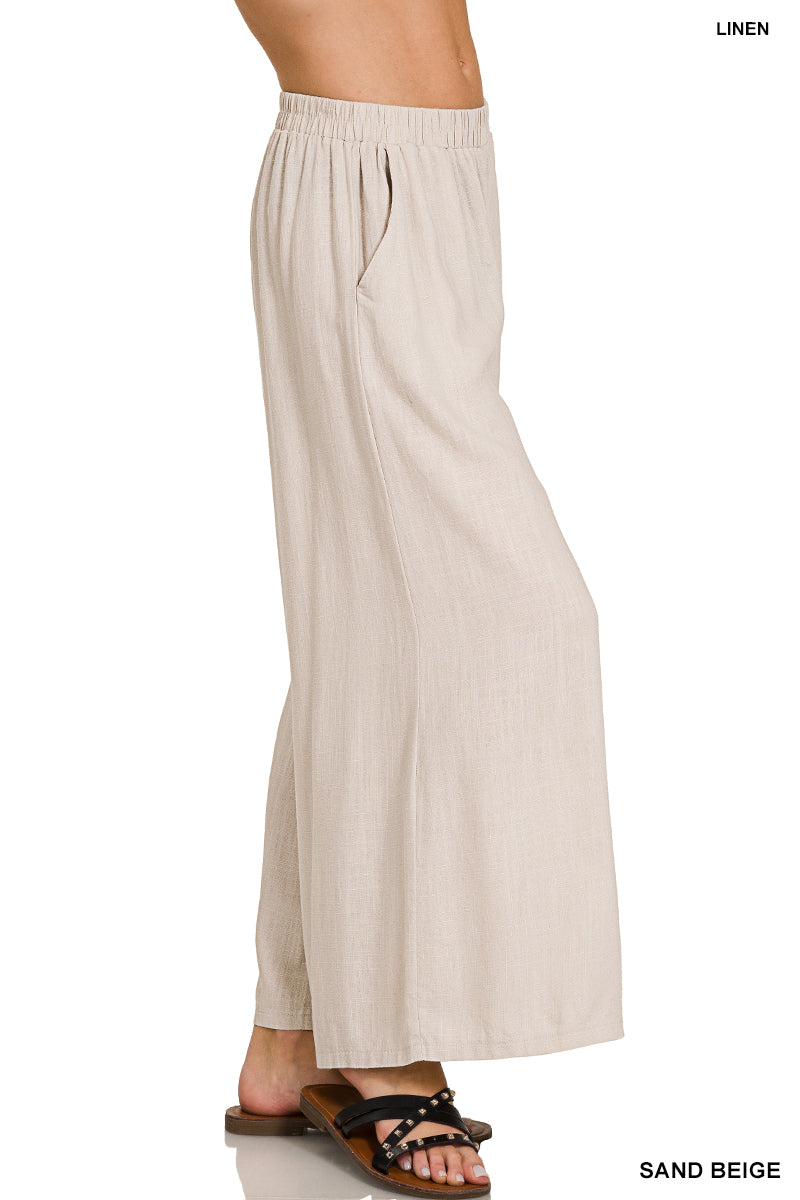 WOVEN PLEATED LINEN WIDE LEG PANTS |  RESTOCKED | BEST SELLER