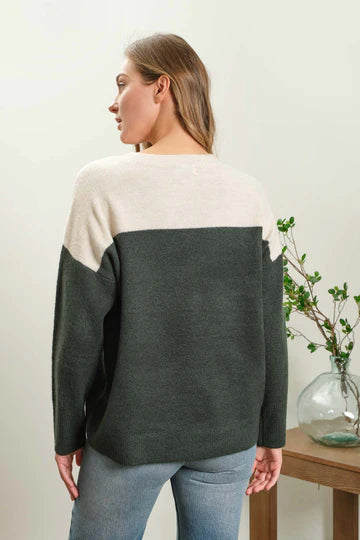 NEW COLOR | CONTRAST LONG SLEEVE KNIT PULLOVER SWEATER