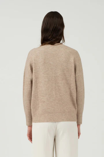 SOLID V NECK DROP SHOULDER KNIT SWEATER