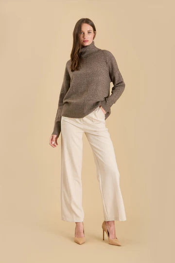 TURTLENECK FRONT SEAM KNIT PULLOVER SWEATER