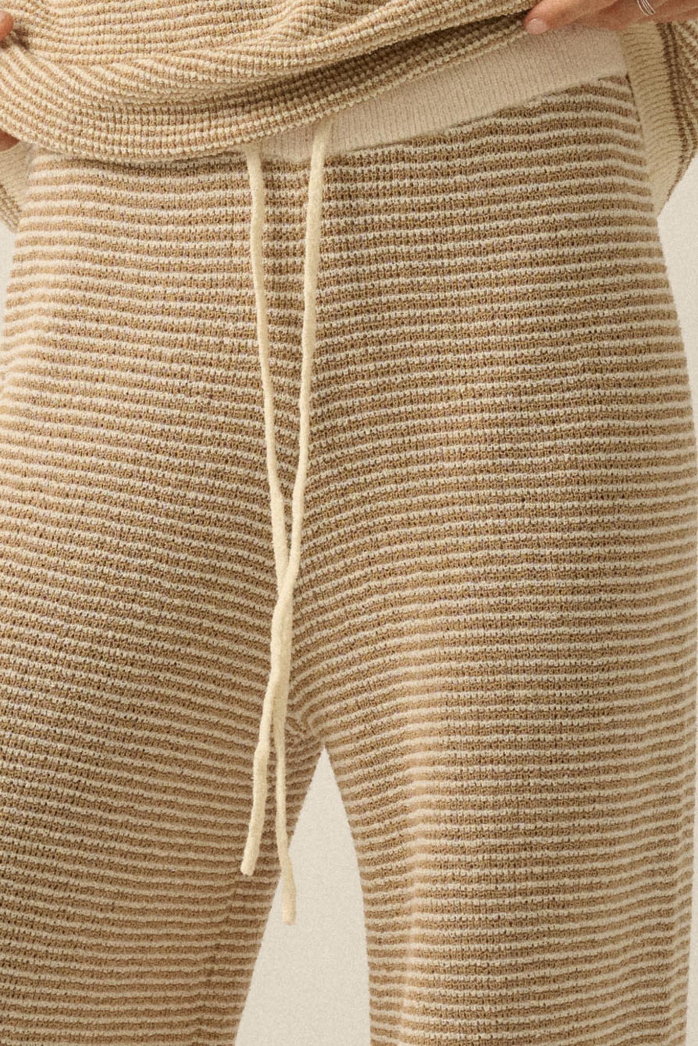 THE AYDEN STRIPED KNIT DRAWSTRING SWEATER PANTS