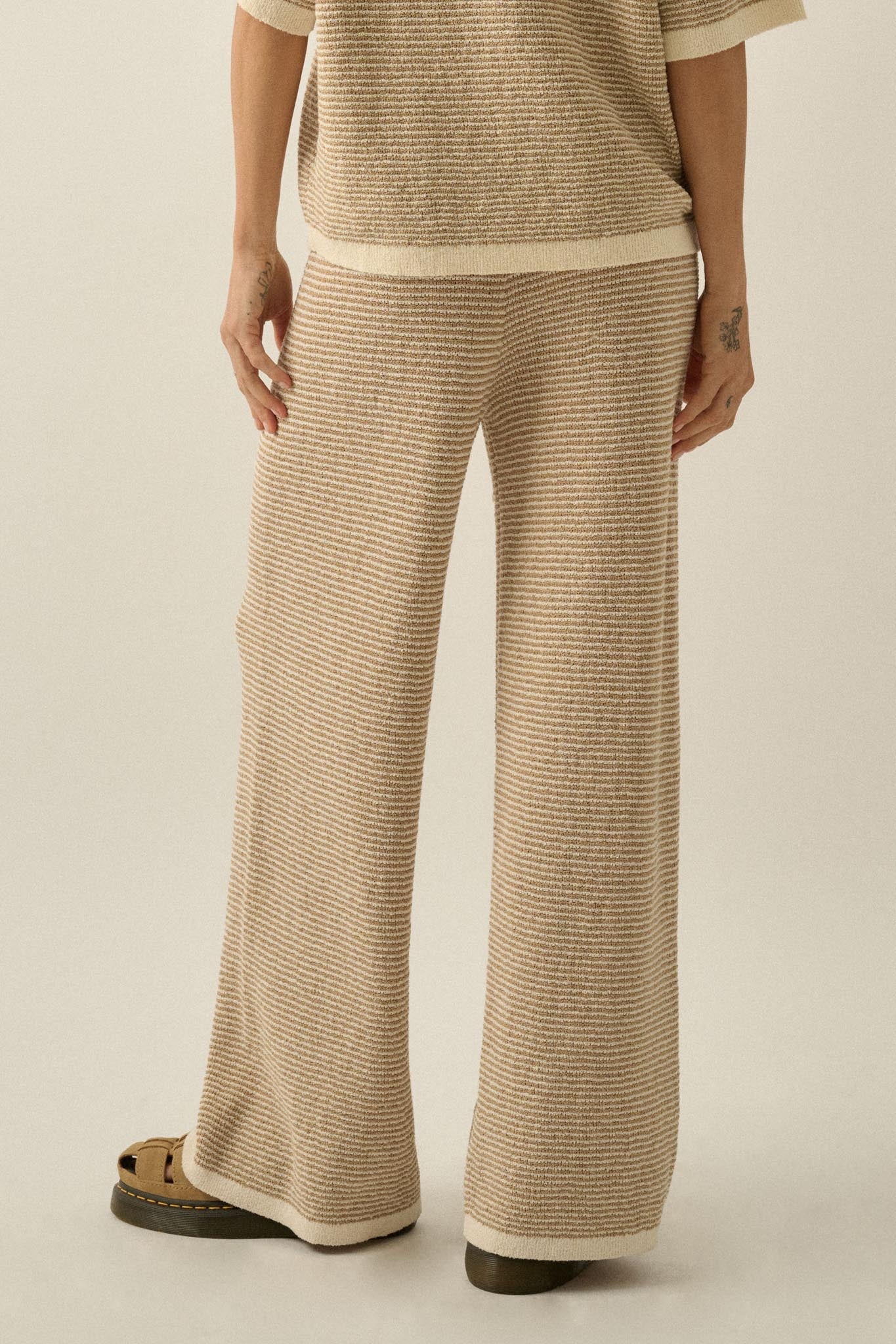 THE AYDEN STRIPED KNIT DRAWSTRING SWEATER PANTS