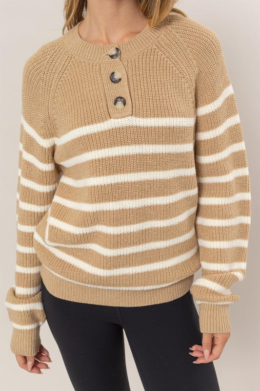 STRIPED HENLEY SWEATER