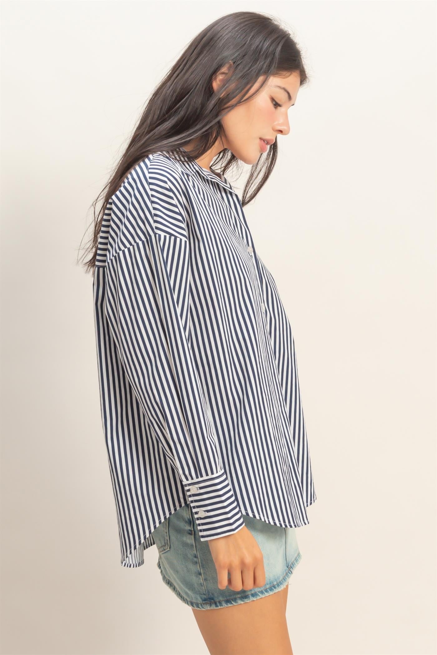 THE 100% COTTON STRIPED POPLIN SHIRT