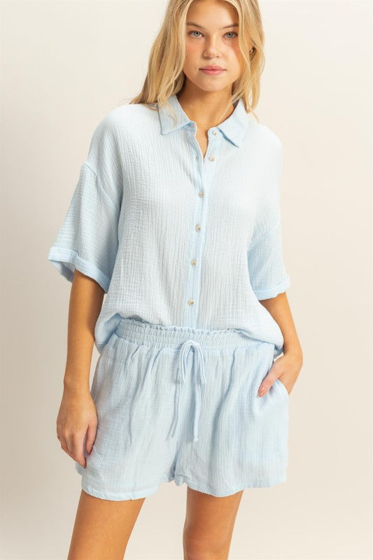 THE FLOWY GAUZE SHORT SET | NEW COLOR
