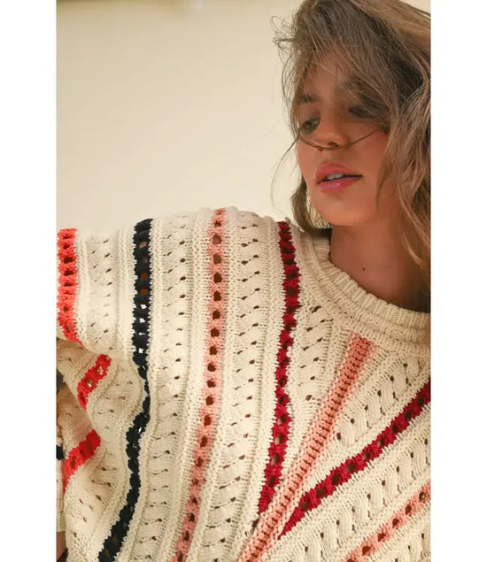 MIOU MUSE  | MULTI COLOR COMBO SWEATER TOP