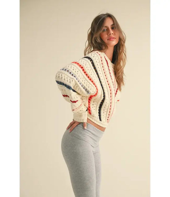 MIOU MUSE  | MULTI COLOR COMBO SWEATER TOP