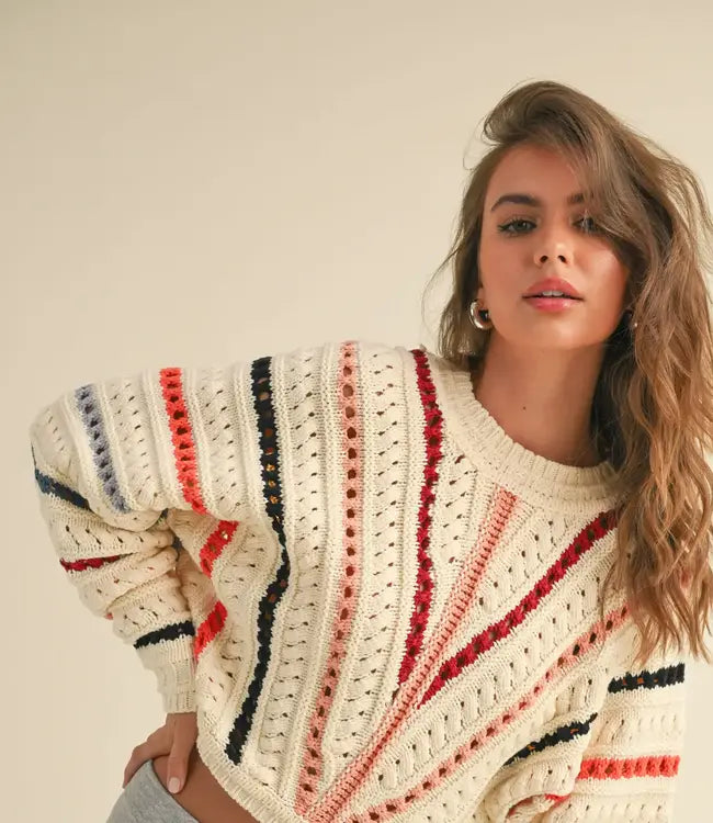 MIOU MUSE  | MULTI COLOR COMBO SWEATER TOP