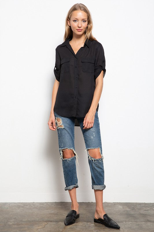 TAB-UP SLEEVES TOP