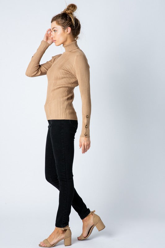 TURTLENECK SWEATER WITH BUTTONS SLEEVE