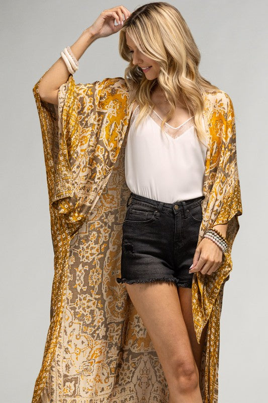 BOHEMIAN MANDALA KIMONO - MUSTARD