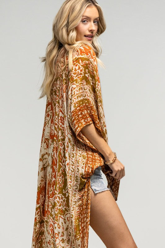 BOHEMIAN MANDALA KIMONO - RUST