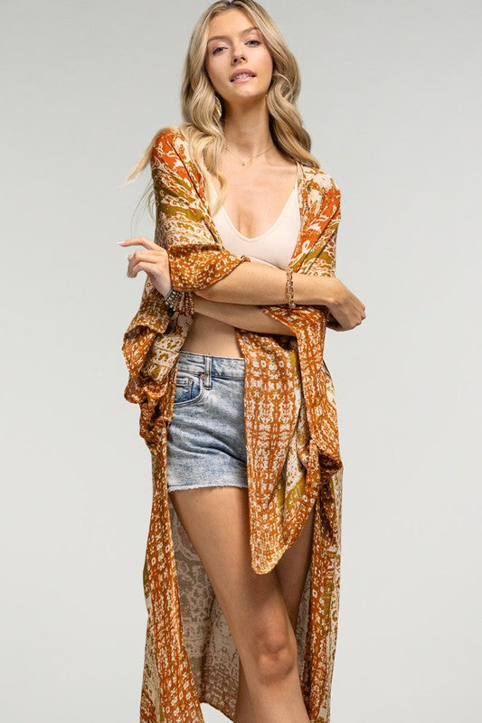 BOHEMIAN MANDALA KIMONO - RUST