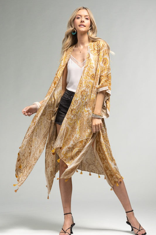 MUSTARD PAISLEY KIMONO