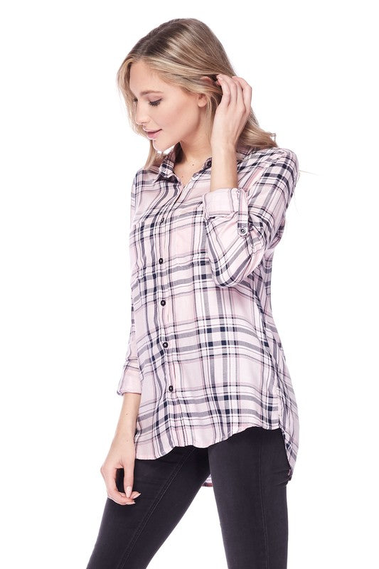 PINK BUTTON DOWN TOP