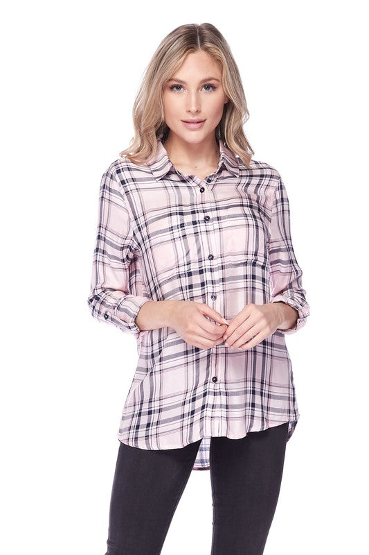 PINK BUTTON DOWN TOP