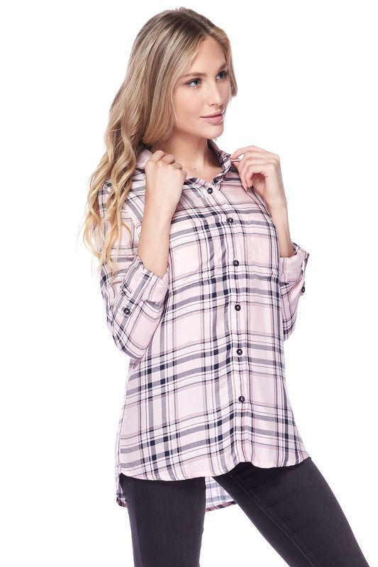 PINK BUTTON DOWN TOP