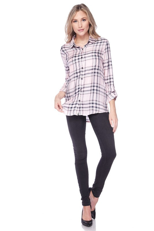 PINK BUTTON DOWN TOP