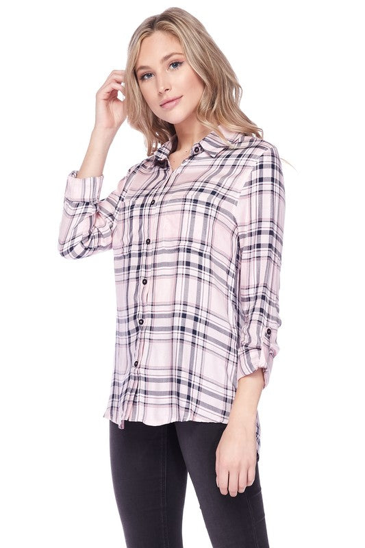 PINK BUTTON DOWN TOP