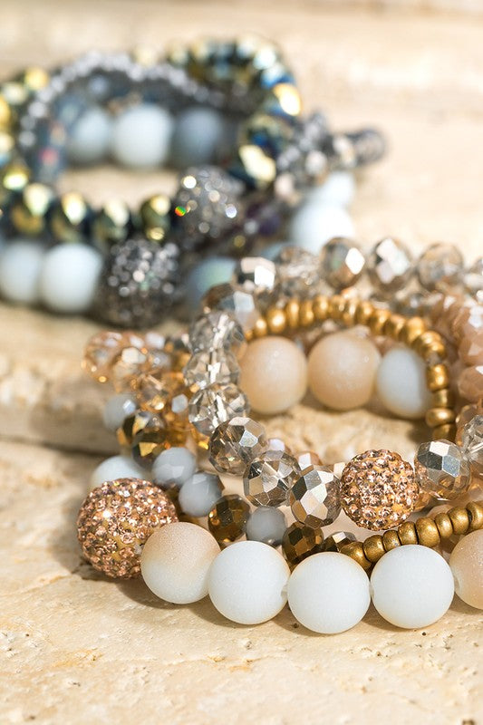 GLASS FROSTED BEAD BRACELET SET