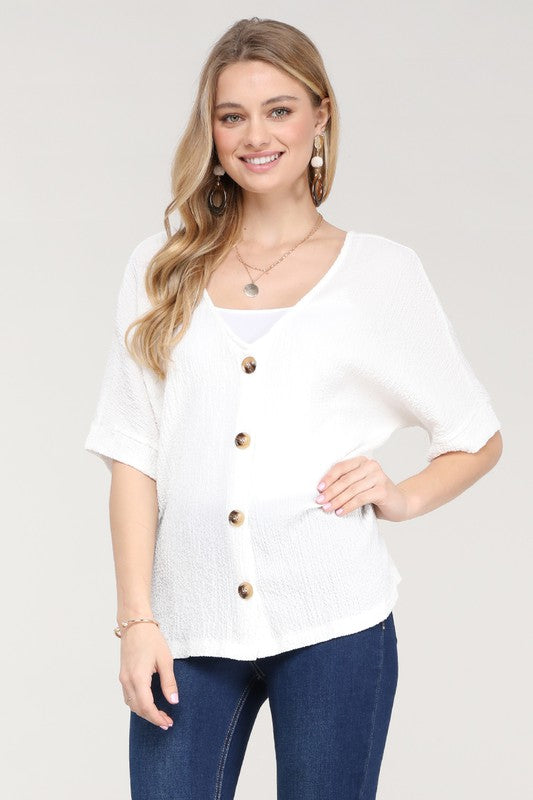 TEXTURED BUTTON DOWN TOP