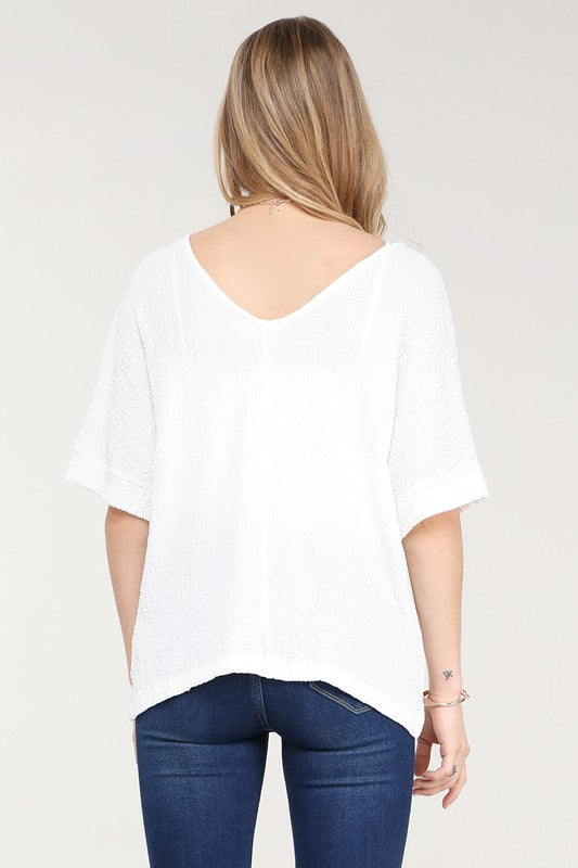TEXTURED BUTTON DOWN TOP