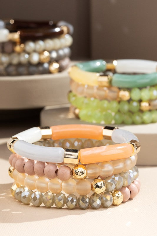 GLASS & RESIN STACKABLE BRACELET SET