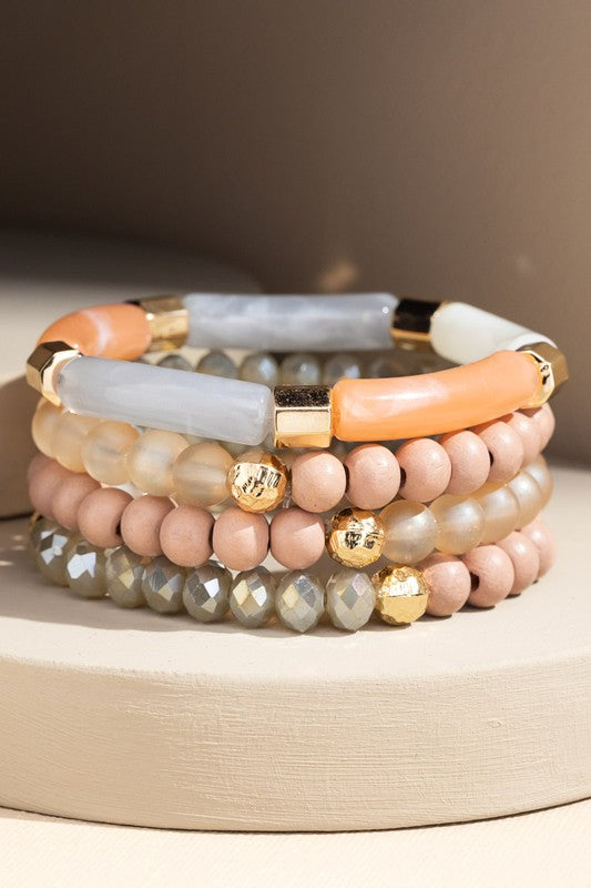 GLASS & RESIN STACKABLE BRACELET SET