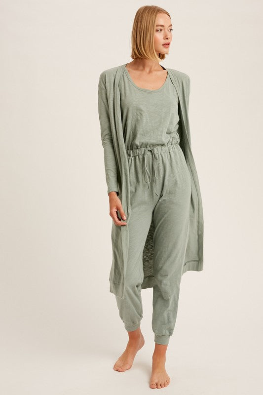 TEXTURED JUMPSUIT AND LONG CARDIGAN KNIT SETS