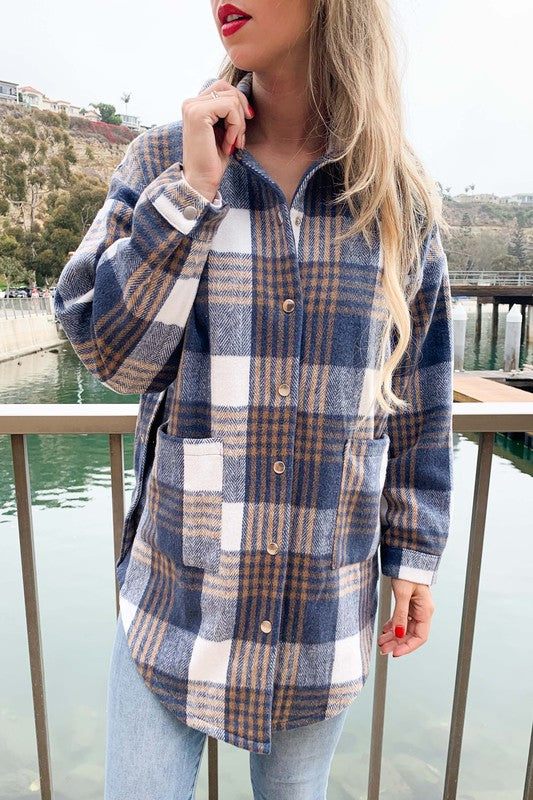 THE BROOKLYN PLAID SHACKET - BLUE