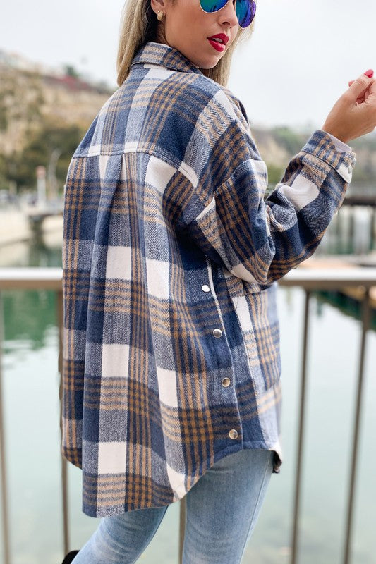 THE BROOKLYN PLAID SHACKET - BLUE