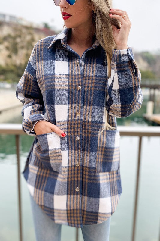 THE BROOKLYN PLAID SHACKET - BLUE