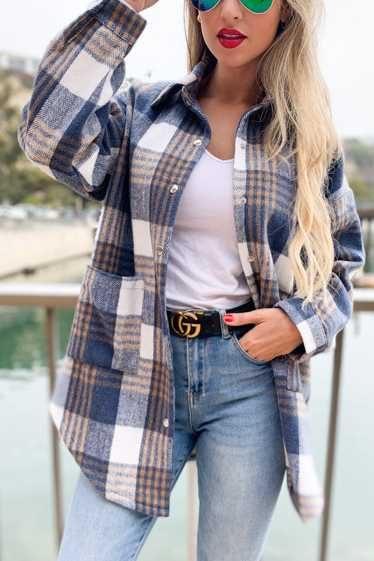 THE BROOKLYN PLAID SHACKET - BLUE