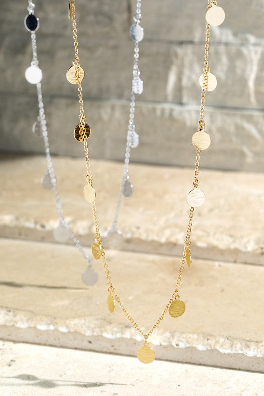 SILVER DISC CHARM NECKLACE