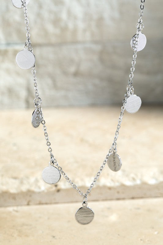 SILVER DISC CHARM NECKLACE