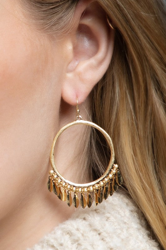 TEAR DROP TASSEL EARRINGS