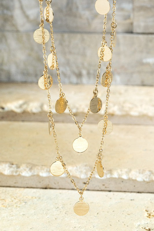 LAYERED GOLD METAL CHARM NECKLACE