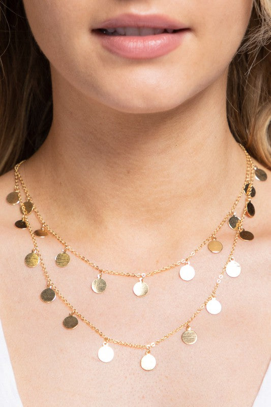 LAYERED GOLD METAL CHARM NECKLACE