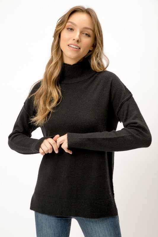 SLOUCH MOCK NECK SWEATER