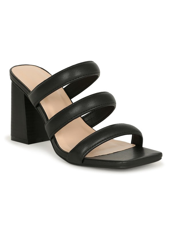 THREE STRAP HEEL - BLACK